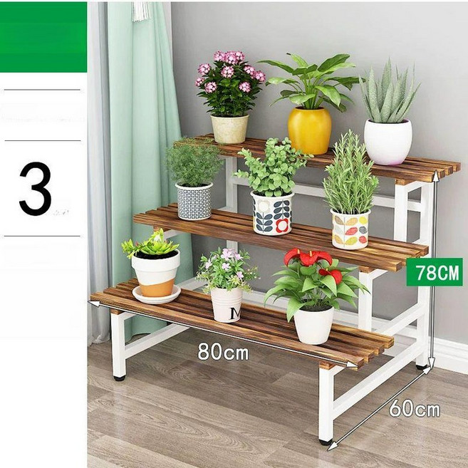화분 정리대 다육이 선반 거실용 이동식 진열대 식물, 1개, 3단 80 화이트