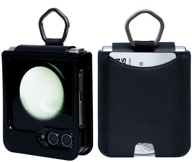 폰누리 갤럭시 Z플립7 FE Z플립6 링 힌지보호 가죽 카드 휴대폰 케이스