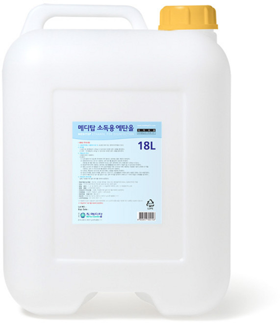 메디탑 병원 약국용 대용량 소독용 에탄올 청소용 알콜 83% 함유 18L, 1개
