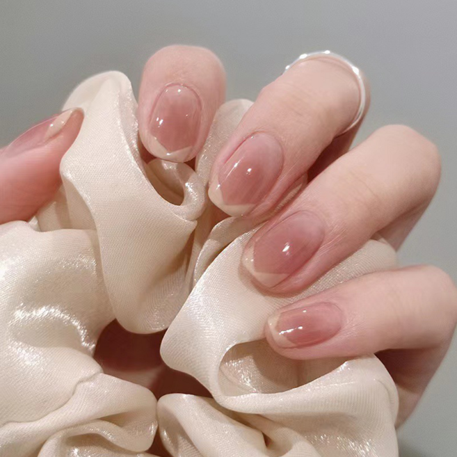 프렌치 누드톤 젤네일 붙이는 네일팁, 1개, 누드 핑크