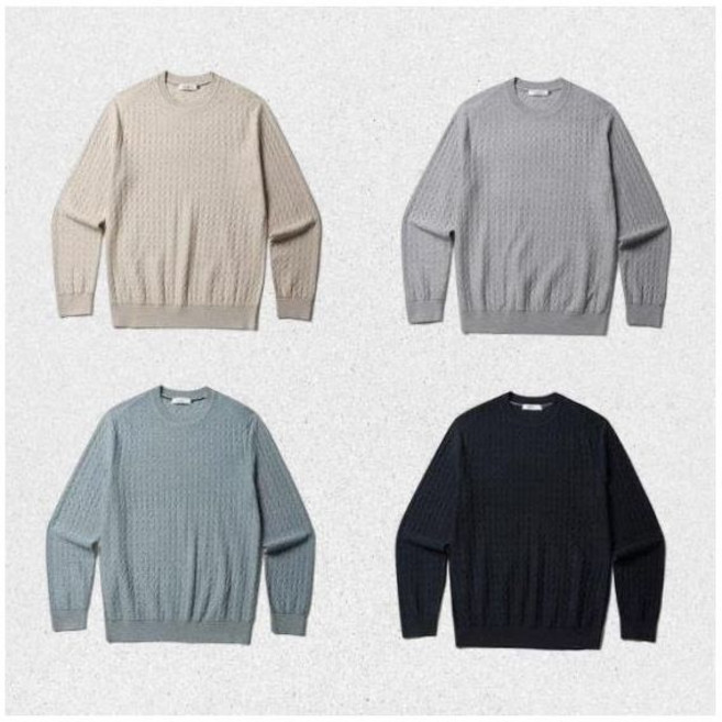 매장정품 올젠 OLZEN 올젠헤리본 변형조직 멜란지 라운드 스웨터 ZOG1ER1302 1459644