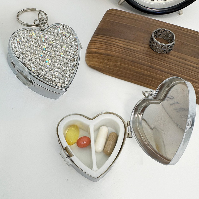 블링하트포켓키링 케이스 수납 열쇠고리 가방장식 알약 반지보관 키홀더
