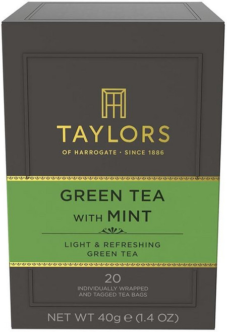 Taylors of Harrogate 민트가 함유된 녹차 개별 포장된 백 20개(6팩) 상쾌하고 가볍고 활기찬 카페인 뜨겁거나 차갑게 즐기기