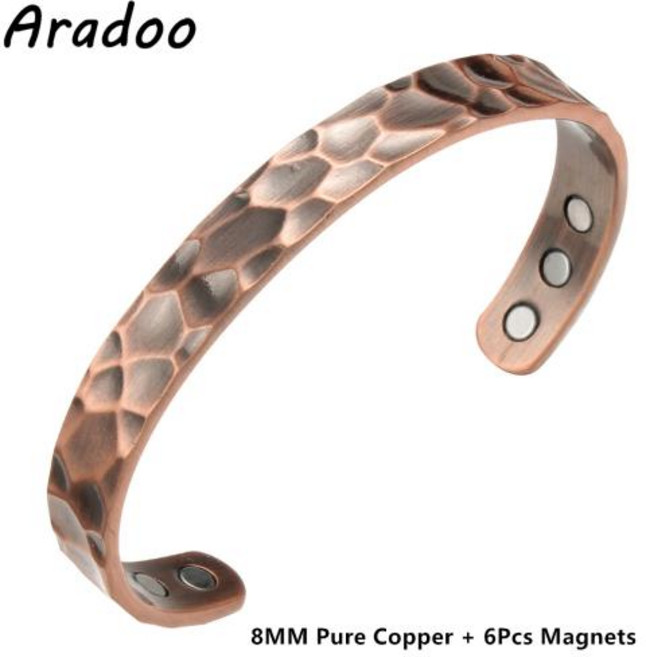 네오디뮴팔찌 에너지 활력 자석 건강 팔찌 순수 구리 오픈 커프 빈티지 지르코니아 3500 가우스 마그네틱, B C013, 1개