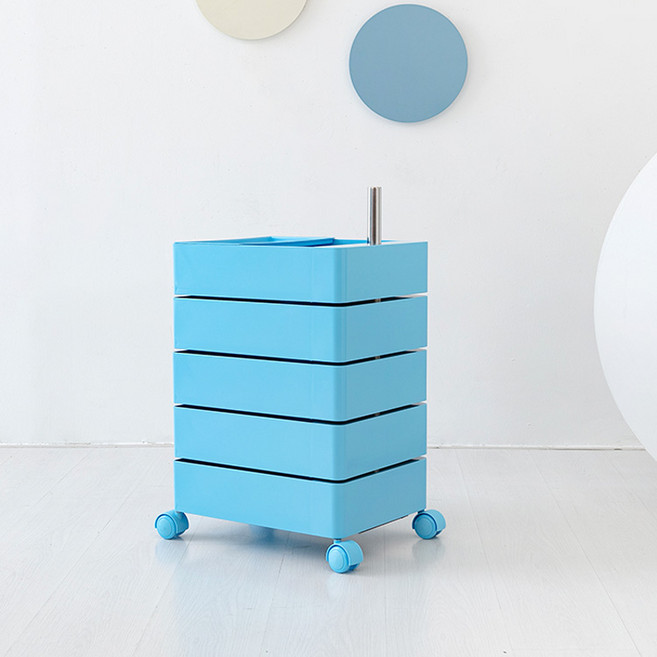 마켓비 빙그리 회전서랍 트롤리, 스카이블루, 5단