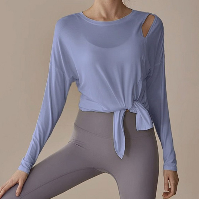 샤르시에 여성 필라테스복 상의긴팔 옆트임 커버업 요가 운동복