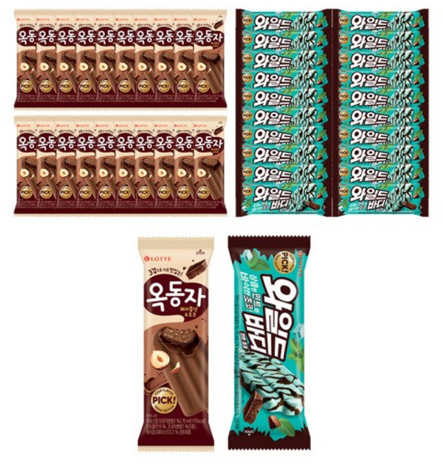 옥동자 헤이즐넛초코x20+와일드바디 민트초코x20, 1세트, 2.9L