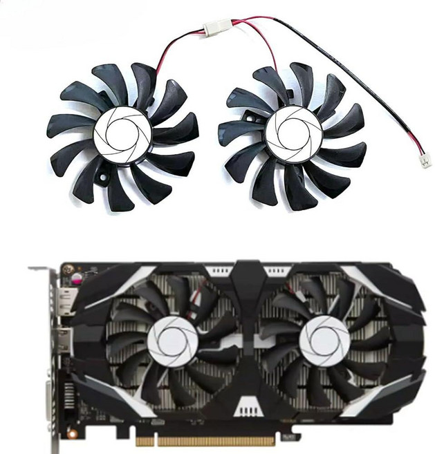 LTANDBR 75MM HA8010H12F-Z GTX1050 GPU 쿨러 팬 교체용 MSI GTX 1050 2GT OC 1050Ti 4GT 그래픽 비디오 카드 냉각 팬 2핀, LTANDBR 75MM HA8010H12F-Z GTX1