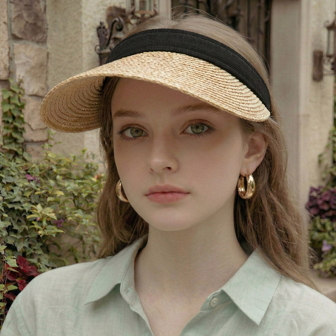 라핑 라피아 썬캡 여성 여름모자 썬바이저 햇빛차단 밀짚모자