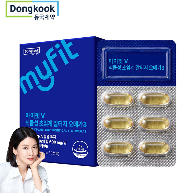 동국제약 마이핏 이보영 식물성 초임계 알티지 rTG 오메가3, 1박스, 30정