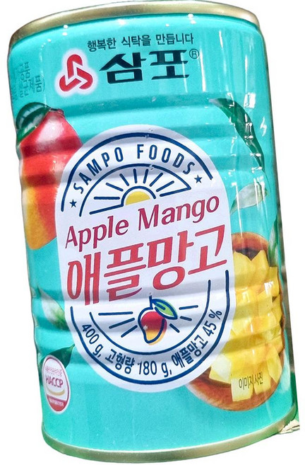 삼포 애플 망고 캔 400g 디저트 토핑 카페 업소용, 1개