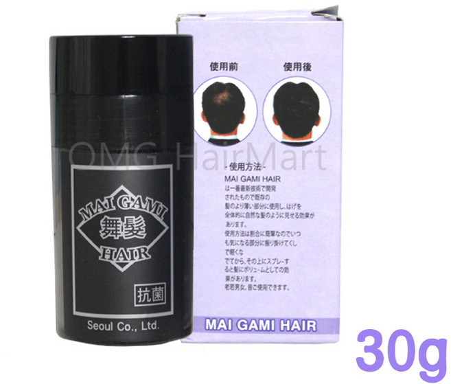 30g 마이가미 순간 증모제 (흑채) / 일본원료 정품 / 흑채 검정 흑색 다크브라운 흑갈색 브라운 흑채 가발 흑모 순간증모제 모발증가 행사, 1개, 갈색