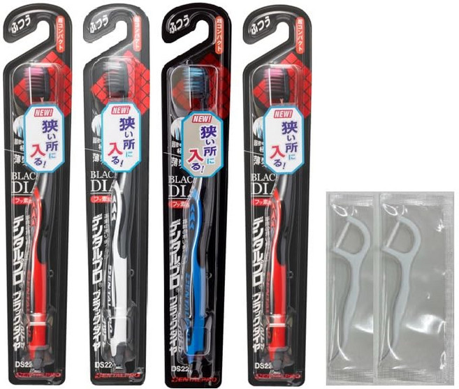 [Amazon.co.jp 한정] 덴탈 프로 다이어 초극세모 칫솔 초컴팩트 M×4개+후로스픽