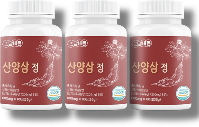 산양삼정 산양삼복합분말 산양삼추출 600mg, 60정, 3개