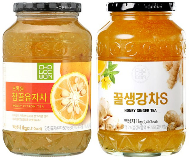 초록원 참꿀유자차 +꿀생강차S (2kg), 2kg, 1개