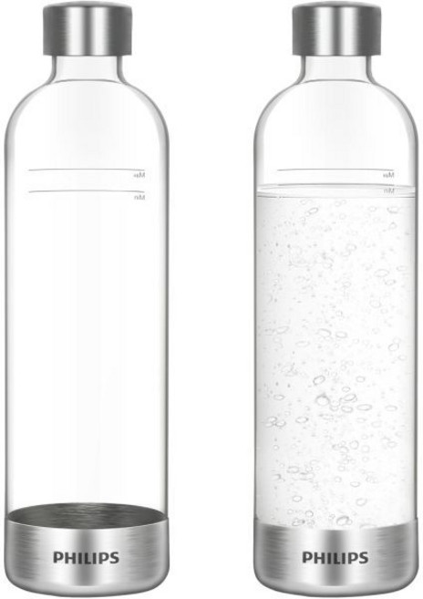 PHILIPS 필립스 탄산병 트윈팩 재사용 가능 페트 스파클링 물병 워터 메이커 2팩 Q647110, Twin Pack Stainless Bottles