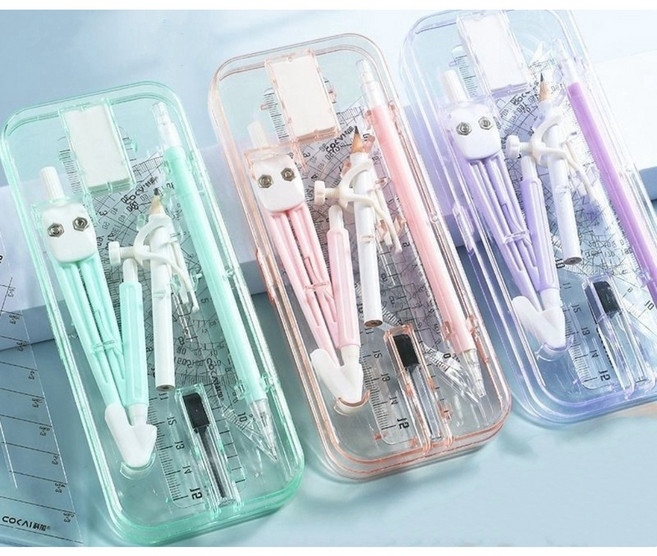 루미빈 학생용 제도용 컴퍼스 10종 세트 필통포함, A