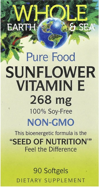 Natural Factors Whole Earth & Sea 해바라기 비타민E 268mg 소프트젤 90정, NaturalFactorsWholeEarthSea해바라, 1개 - 쿠팡