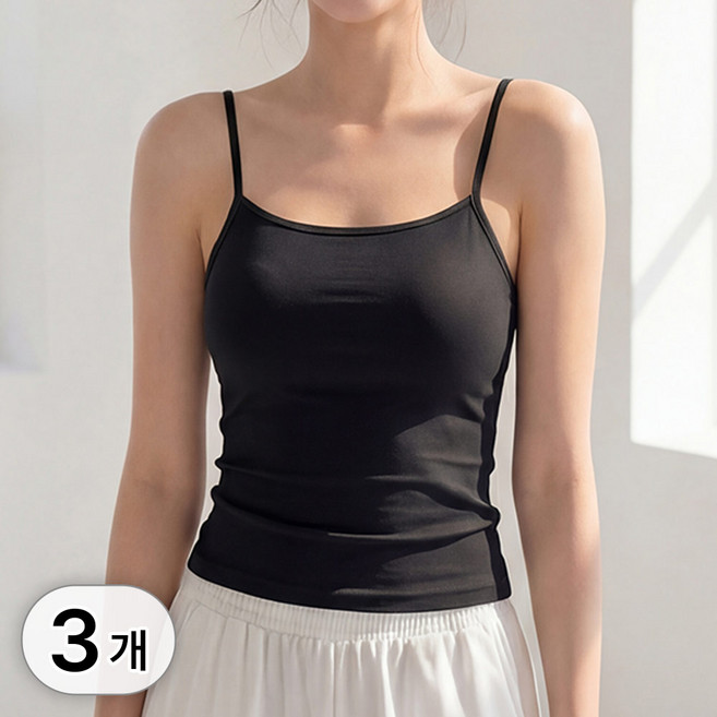 라뷰드 3개 세트 여성 스판 세미 크롭 끈나시 데일리 슬림 여자 기본 나시 여성용 브라탑 민소매 쫀쫀한 레이어드 슬리브리스