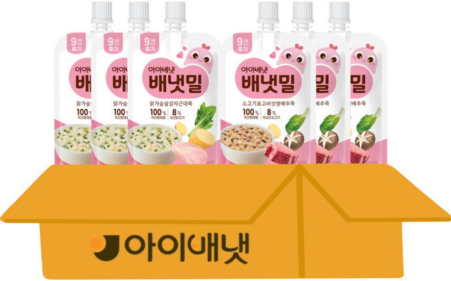 [아이배냇]아기 이유식 배냇밀 베베 짜먹는 유아용 간식 2종, 600g, 1세트, 소고기표고3+닭가슴살감자3