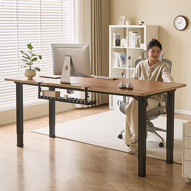 아우스 원목 FJ07 폭800 쿼드형 듀얼모터 모션데스크 스탠딩데스크 전동 모션책상 1200 1400 1600 1800 2000, 월넛 상판 + 블랙 프레임