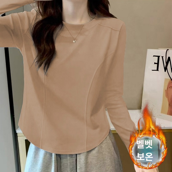 라운드넥 기모 티셔츠 SH1634