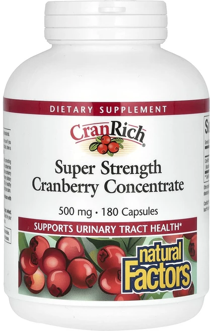 Natural Factors CranRich 슈퍼 스트렝스 크랜베리 농축물 500mg 캡슐 180정, NaturalFactorsCranRich슈퍼스트렝스크랜, 1개 - 쿠팡