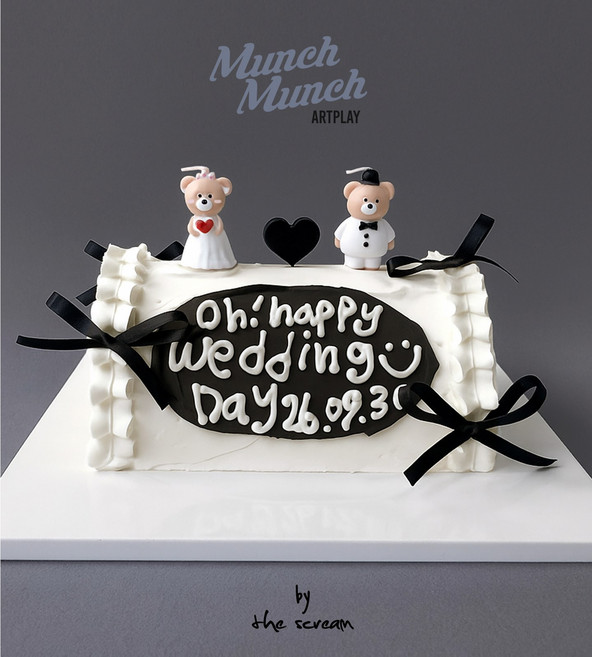 웨딩케이크 만들기 키트 재료 no.21 모형케이크 소품, 1개, 블랙_롱 롤케익_웨딩곰돌이초