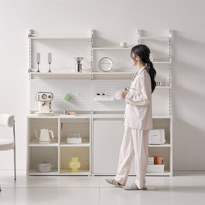 라자가구 플립 무타공 시스템선반 수납 모듈 서재 책장 장식장, 연결형 800 오픈장