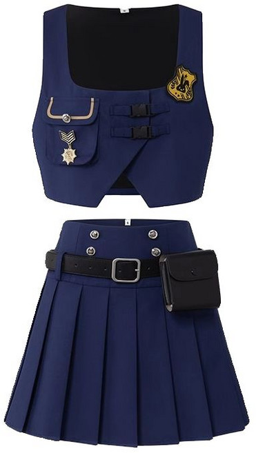 코스프레 주토피아 할로윈 의상 애니메이션 닉 와일드 코스튬 동물 주디 제품, 5.베스트+플리츠스커트세트 XL