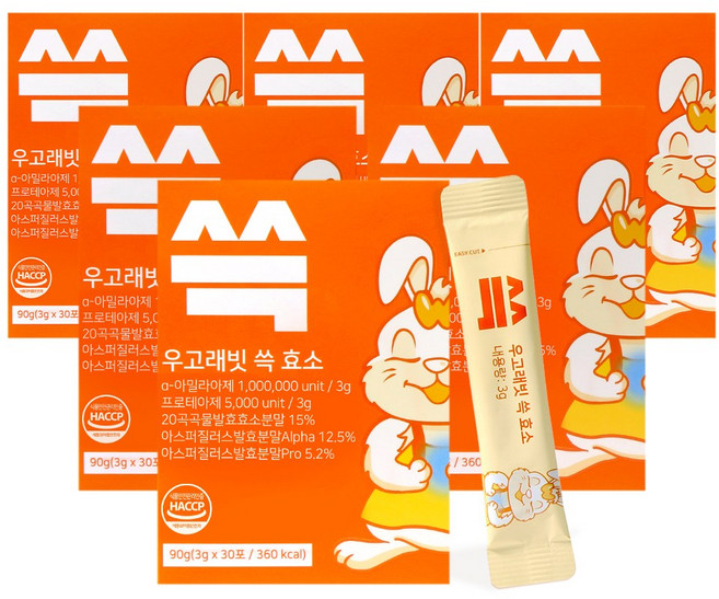 우고래빗 곡물발효 쓱 효소, 6박스, 90g