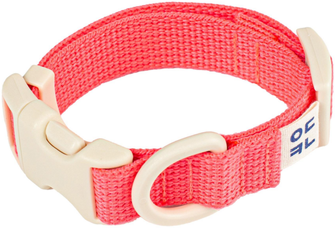 구름솜 부드러운 강아지 목줄 콜마이네임, 형광핑크, 1개