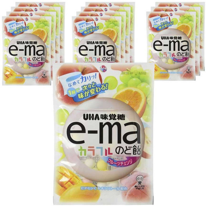 e-ma 潤喉糖 多彩水果風味, 12包, 50g