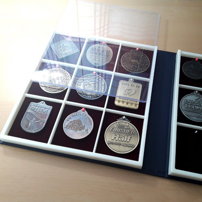 앨범형 메달zip 메달앨범 메달 보관 수납 정리 진열 전시 메달 거치대 진열대 보관함 케이스, 일반단면(보통9개), 1개