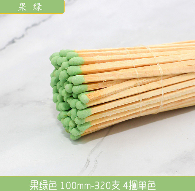 彩色長桿火柴 10cm 家用安全點火 瓶裝收納, 果綠色10cm-320支 4捆, 1個