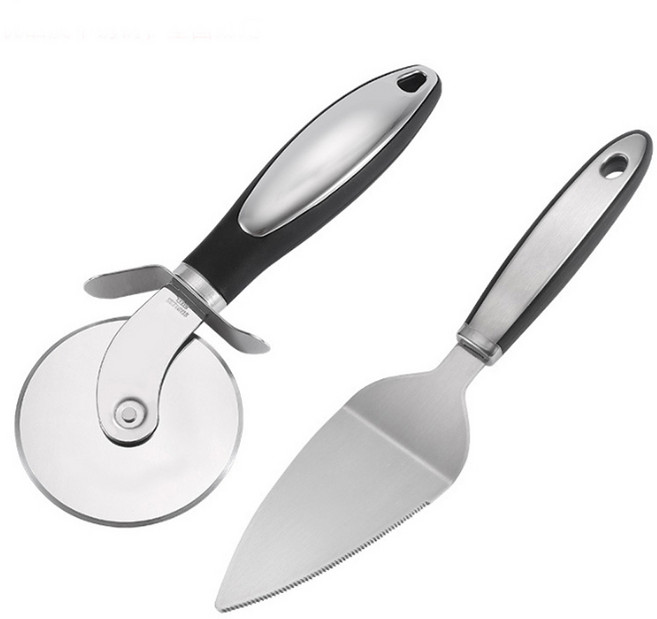 Jianxia 롤러 타입 스테인리스 스틸 피자커터 + 피자서버 세트, 1개, 실버