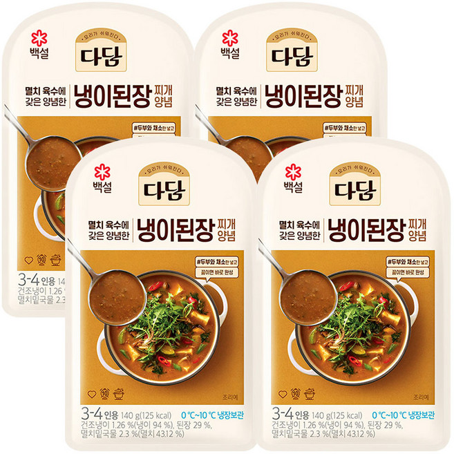 CJ CJ 다담 냉이된장찌개양념, 140g, 4개