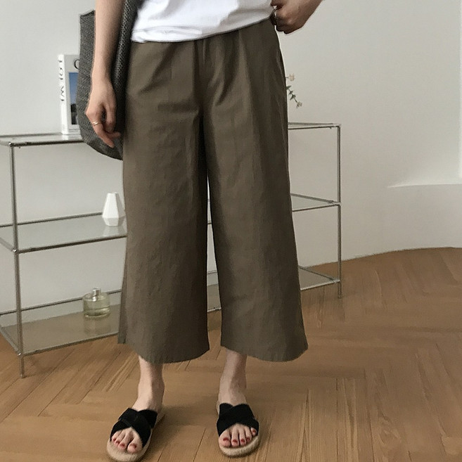 럭키제이 8부 와이드 밴딩 팬츠 여름 바지 여성용