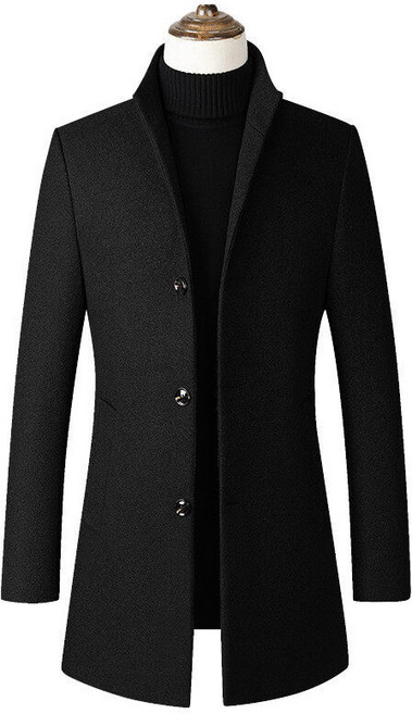 【立領羊毛呢】男士風衣 中長款大衣 羊毛大衣 呢子大衣 男裝外套 單排扣設計 加厚保暖 商務休閒 大碼男裝 冬季必備
