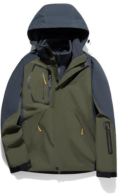 남성 스키복 남여공용 방한복 방풍 방수 보드복 성인, 1개, 아미그린 2피스 남성용