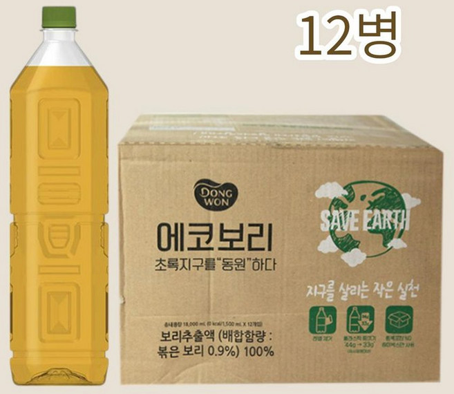 동원 차음료 식수대용 에코보리차 탕비실 사무실 1.5L 12개입 1박스