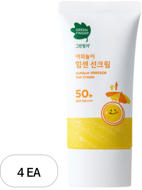 그린핑거 야외놀이 힘센 유아 선크림 SPF50+ PA++++, 70ml, 4개