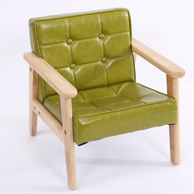 Mochae 유아소파 원목 어린이 쇼파 아기 소파 어린이의자 바른자세 유아 소파 프리미엄 쇼파 PU소파 소프트의자 1인/2인 소파 아기가구 아이 선물, 녹차