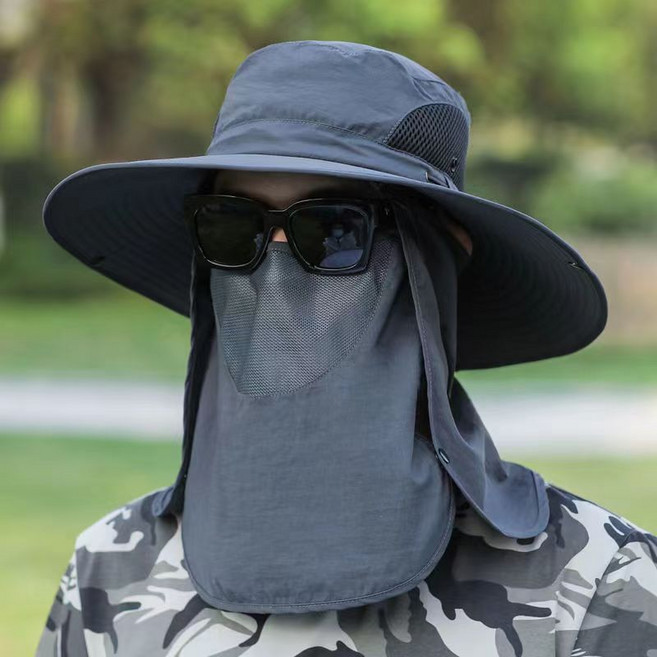 可拆面罩護頸布漁夫帽 防曬釣魚帽 登山帽