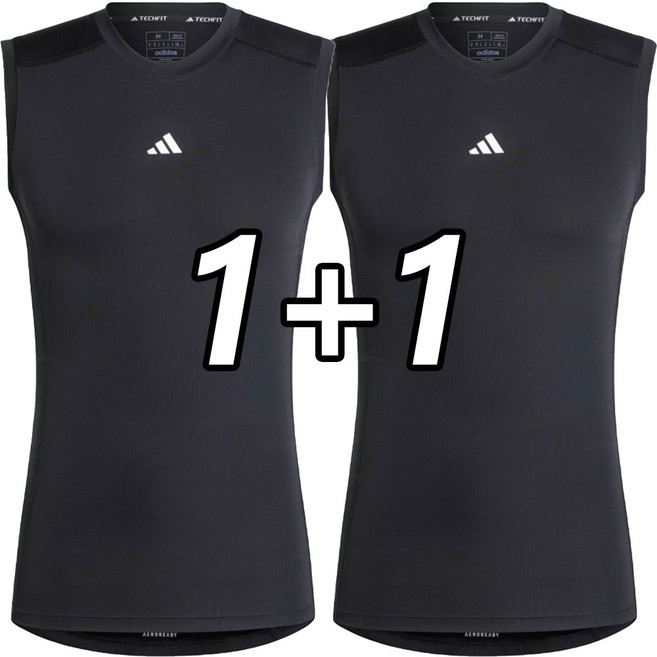 [1+1] 아디다스 민소매 스포츠 나시 나시티 TF 블랙 남여공용 운동복 + ALS 마스크