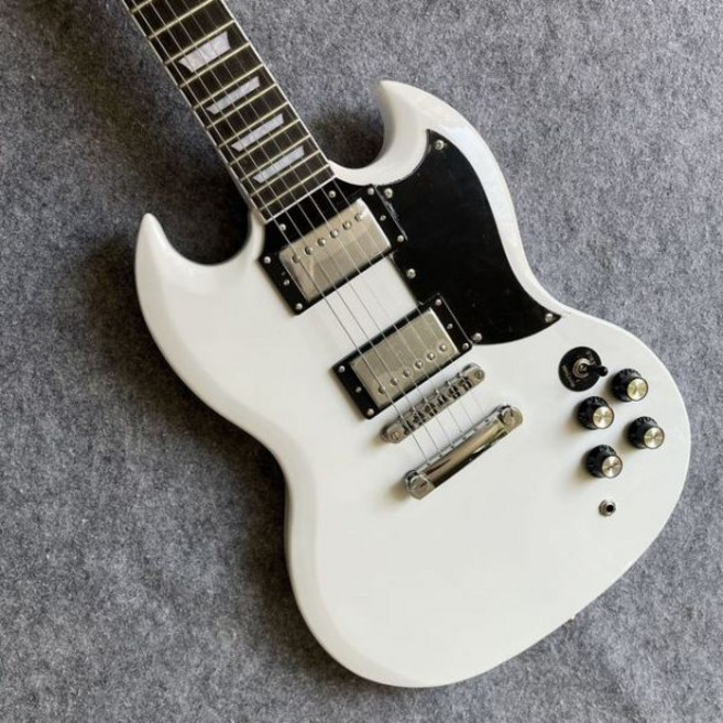 기타 입문 클래식 SG 일렉트릭 기타 라이트닝 마크 지판 소재 로즈 우드 전문가 수준 무료 및 빠른 배송, 4, 1개