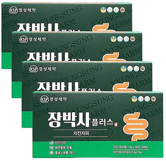 경성제약 장박사 플러스 120포 4박스 차전자피 식이섬유 쾌변 건강기능식품 장건강 콜레스테롤관리, 10g, 120개