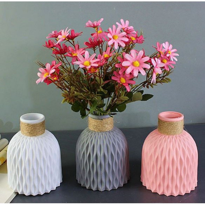 플라스틱 화병 안깨지는 원형 꽃꽂이 꽃병 화기, 둥근, 핑크