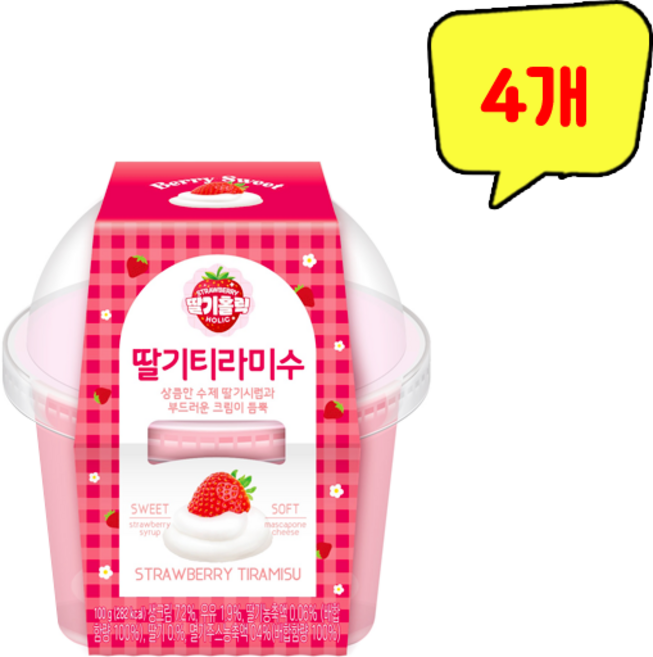 엠즈 딸기홀릭 딸기 티라미수, 4개, 120g