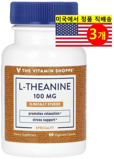 The Vitamin Shoppe L-테아닌 100mg L-Theanine, 3개, 60정 - 쿠팡